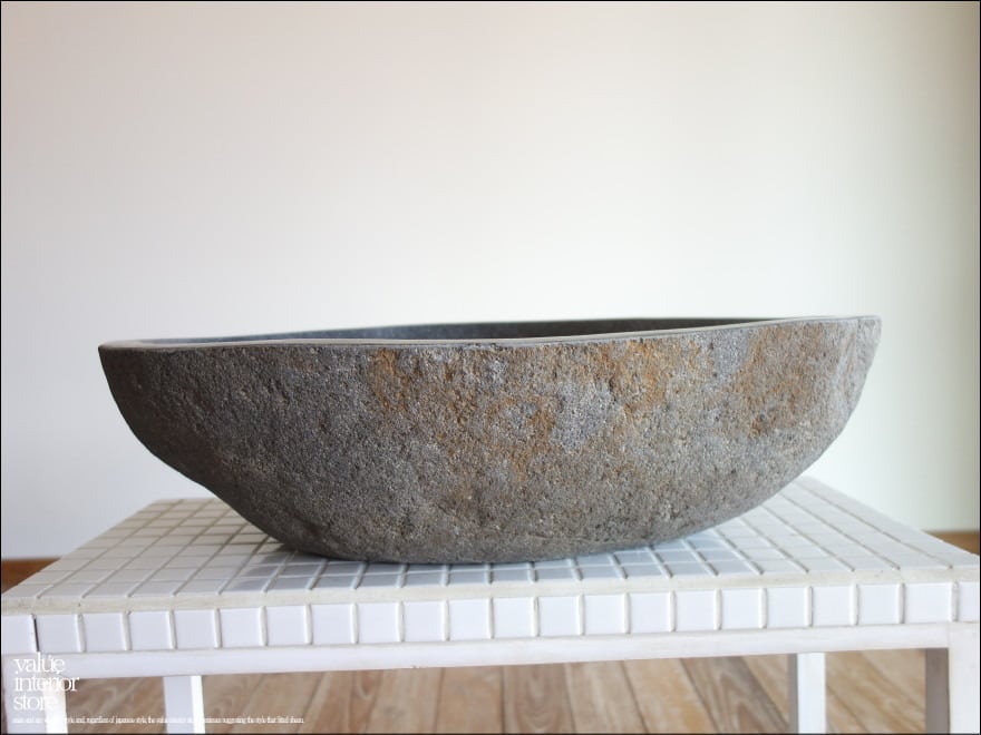 手洗鉢 自然石 洗面ボウルL-A103 洗面器 手洗いボウル 手洗い器 ウォッシュボウル 洗面資材 洗面材料 W54.5 x D41.5 x H15cm idawash