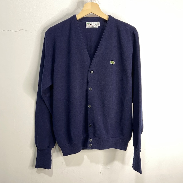 『送料無料』LACOSTE ラコステ　アクリルカーディガン　70s 80s ネイビー　M