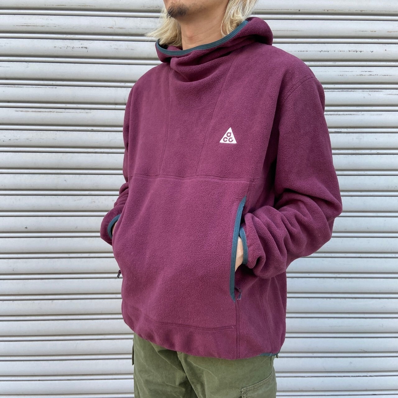 NIKEACG ナイキ　ポーラテックフリースパーカー　ウルフツリー　ボルドー