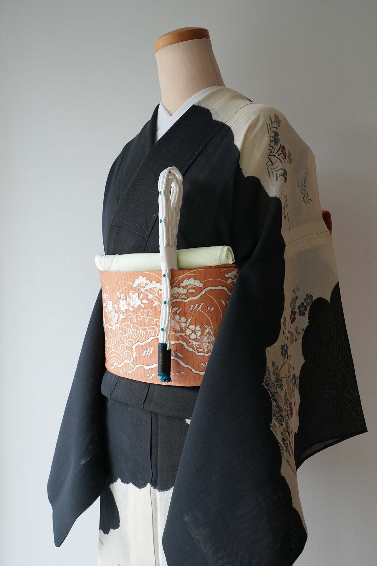 なごや帯】ぎをん齋藤 赤朽葉色 夏御所解 絽塩瀬なごや 作り帯 | 大山
