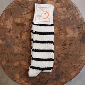 Corgi(コーギー) "Heavy Weight Cotton Rib Socks" LONG -WHITE×BLACK-