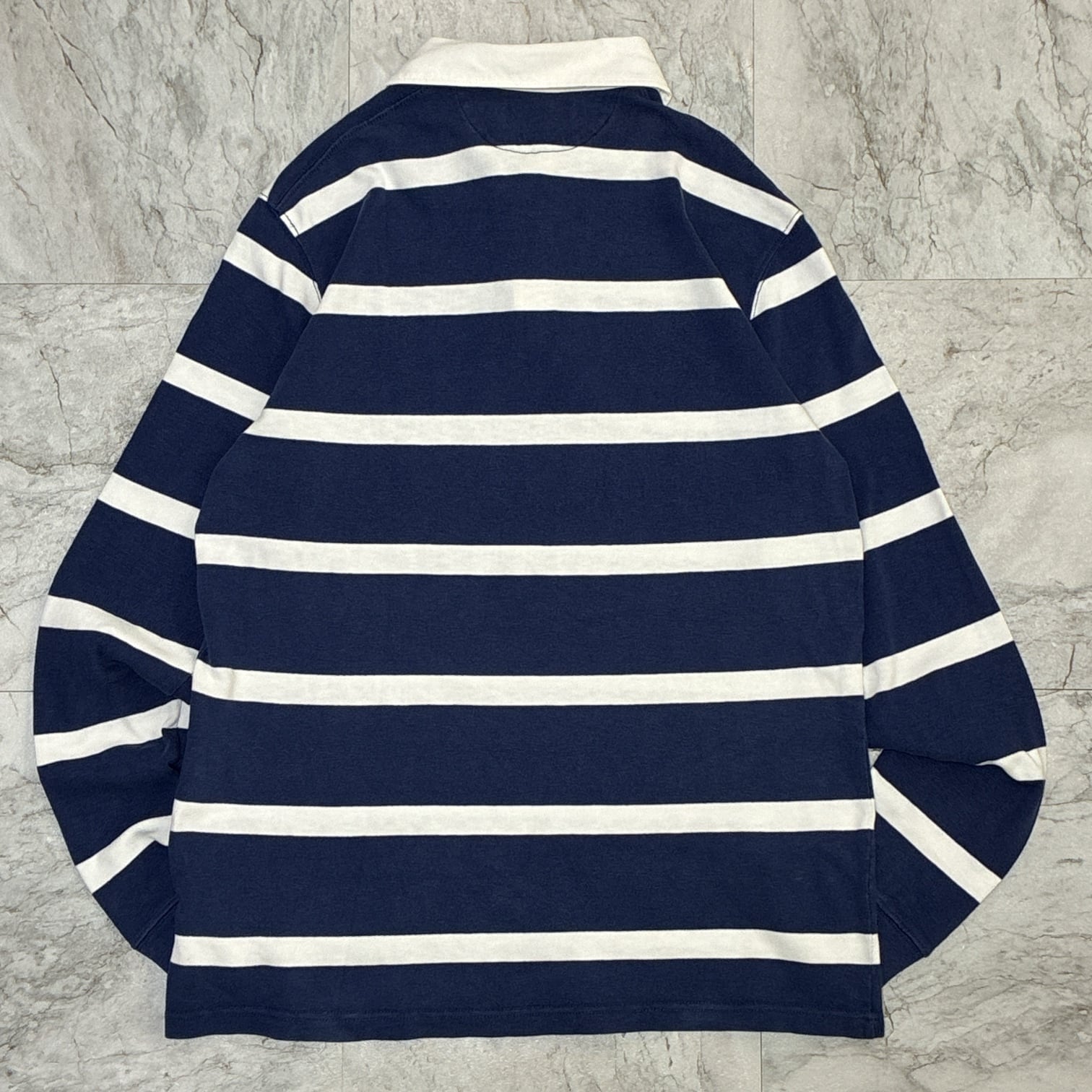 POLO RALPH LAUREN ラガーシャツ 長袖 太ボーダー ネイビー×ホワイト