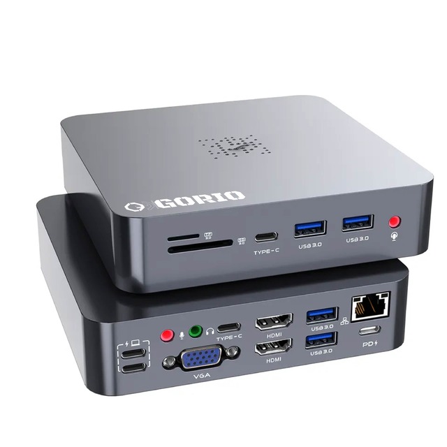 【GORIO】Connect Infinite18-in-2 USB-C PD3.0(最大100W) Dock ドッキングステーション 4K HDMI対応 VGA SD TF 3.5mmオーディオ イーサネット(1Gbps) MacBook Air/MacBook Pro