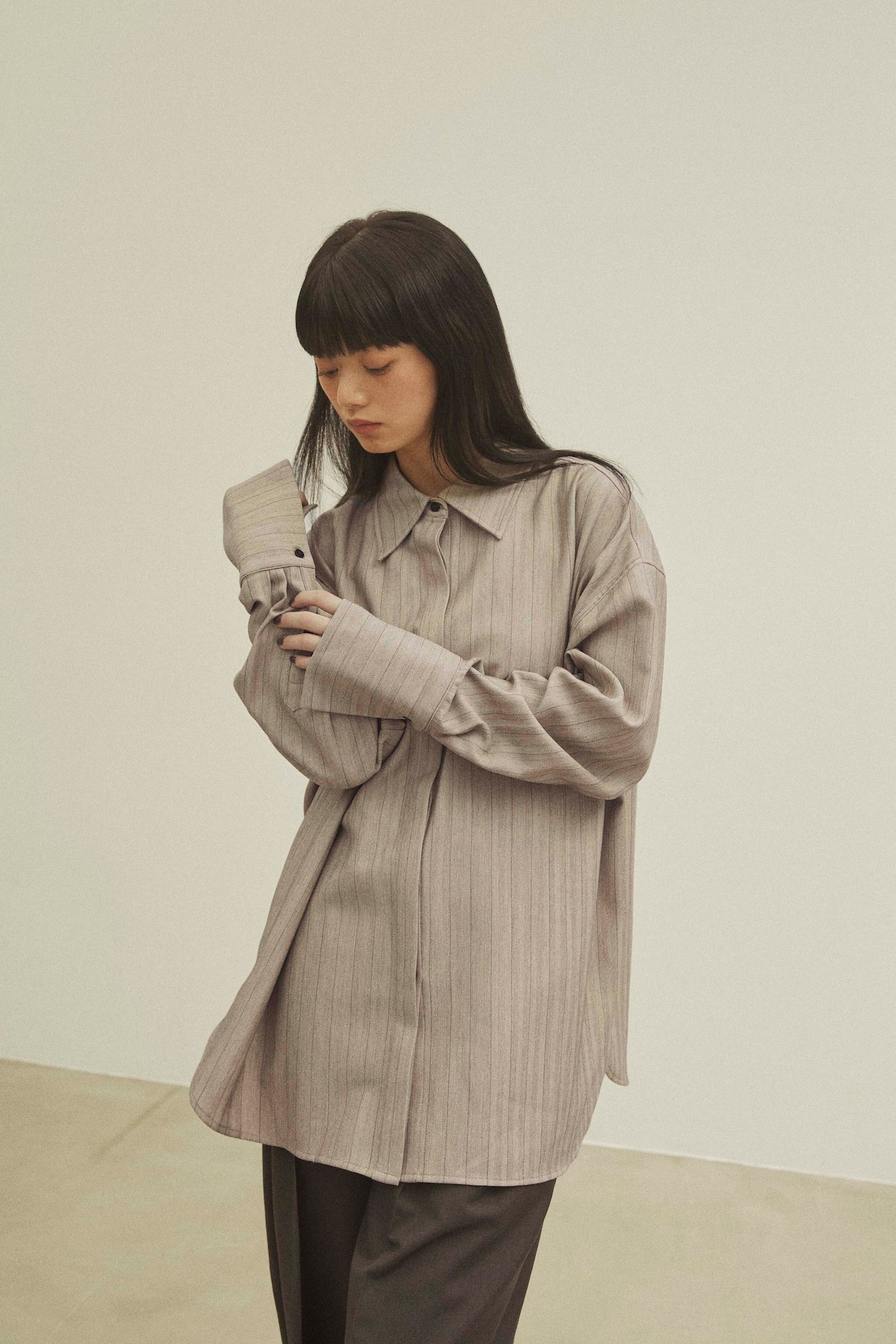 DU250730 Herringbone Over Size Shirt