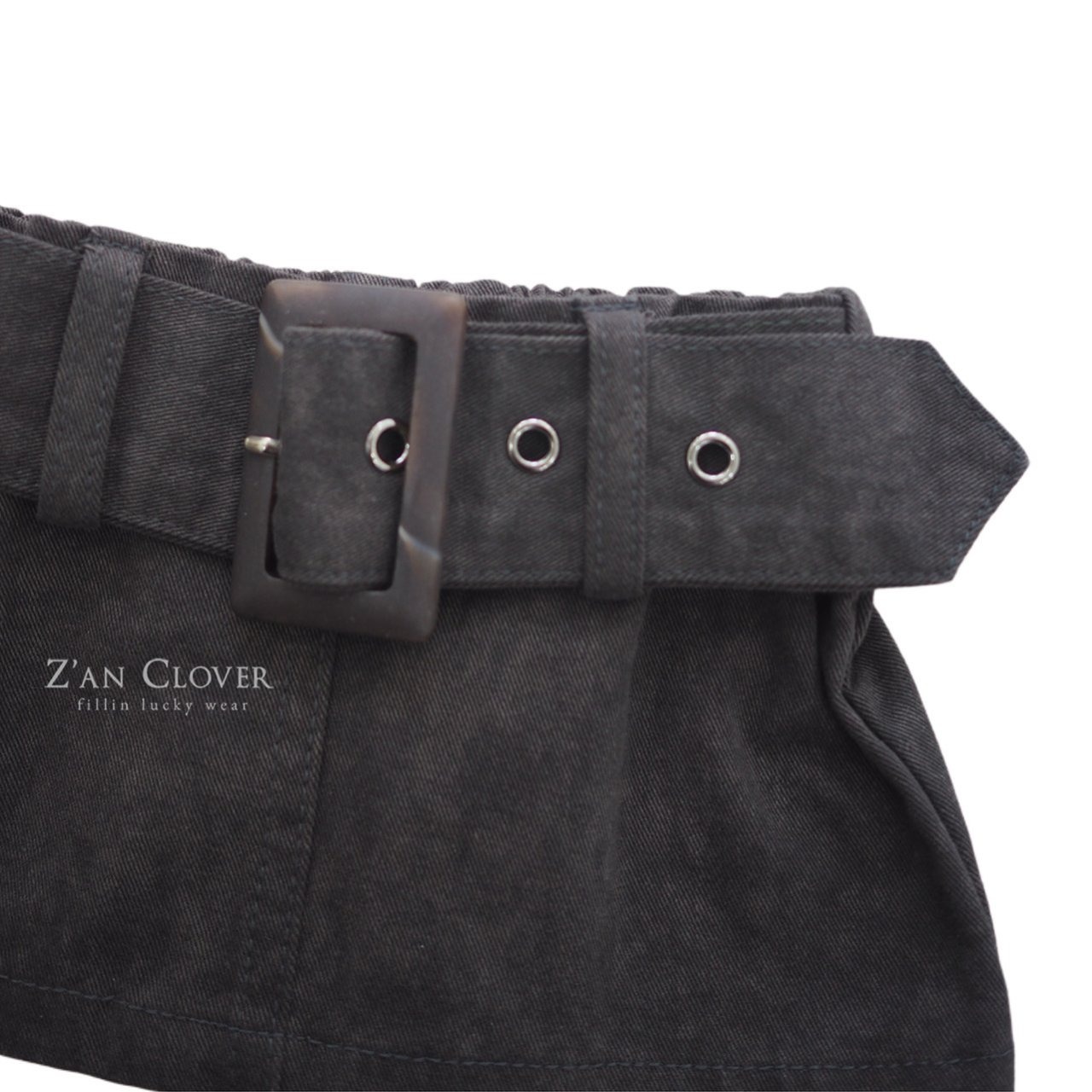 [Z’AN CLOVER] Wide Belt Skirt +fee3 / [지안클로버] 와이드벨트스커트