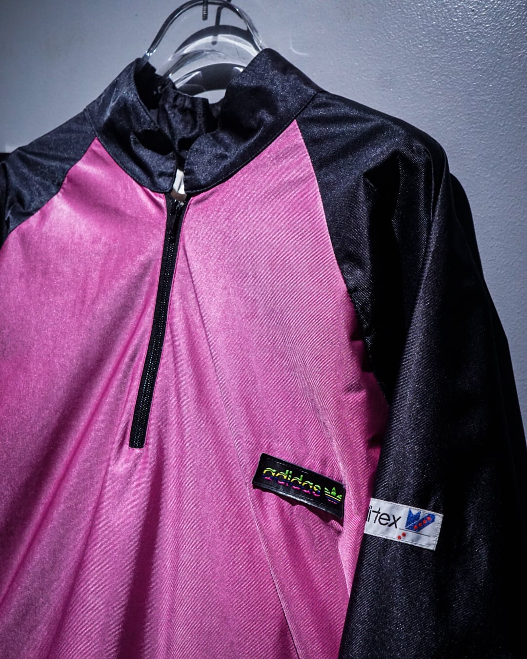 add (C) vintage】80's “adidas”“aditex” Half-Zip Pullover Nylon