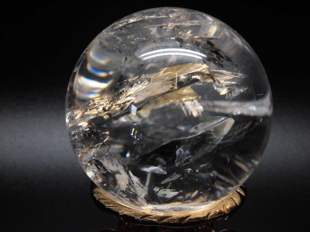 【送料無料】【高品質】80mm ブラジル産天然レインボー水晶玉 no.4