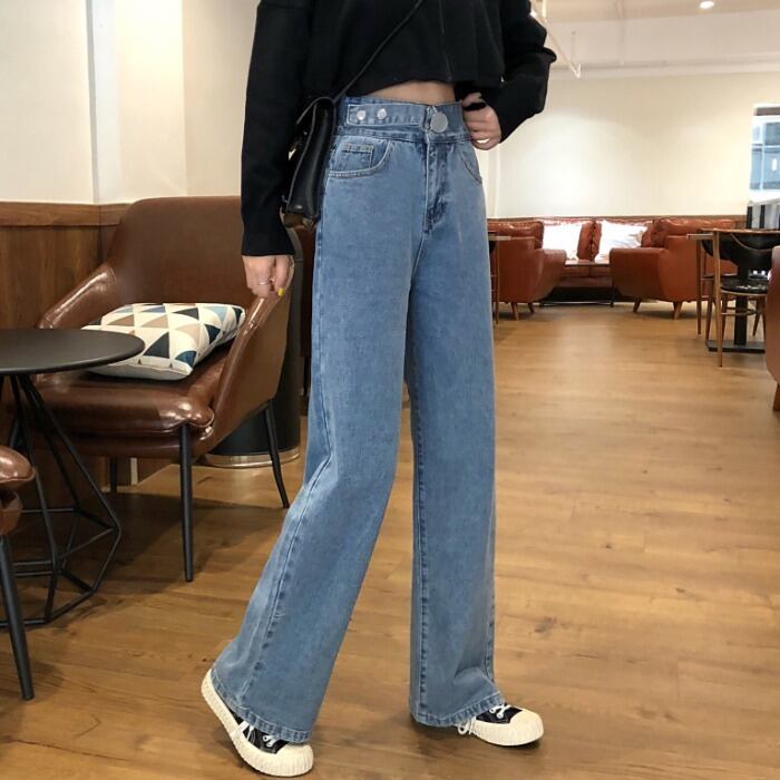 ジーンズ スプリングスタンダードハイウェストウェストスリムパンツ ルーズワイドレッグ レトロ 春物 ワイドパンツ 1号婦人47596103325