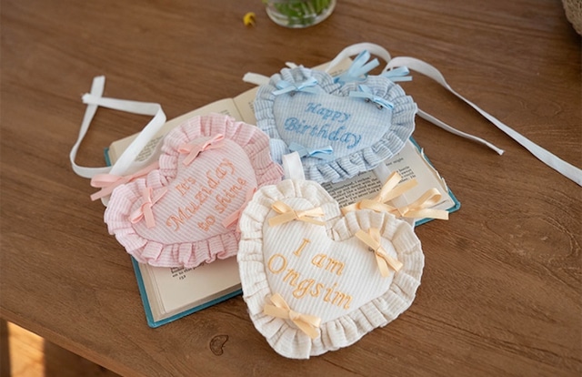 予約   【mymay】Birthday Cushion Heart Bib (Cotton.ver)