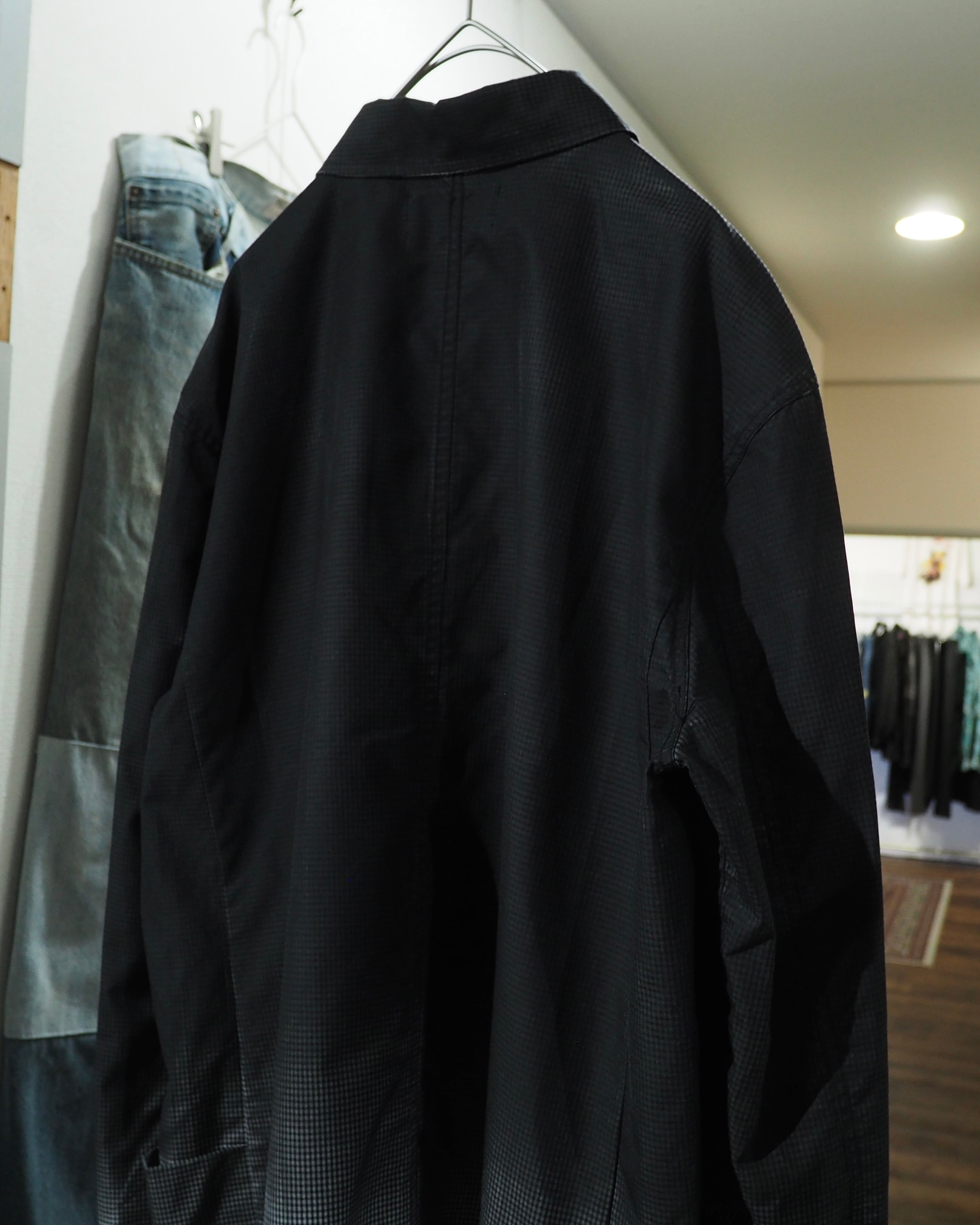 " DIET BUTCHER SLIM SKIN " Beautiful Gradation × Gingham Check Long Length Shirt
