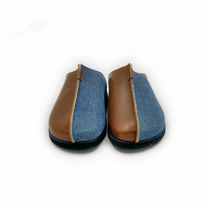 フットベットミュール #デニム/ブラウンスムース