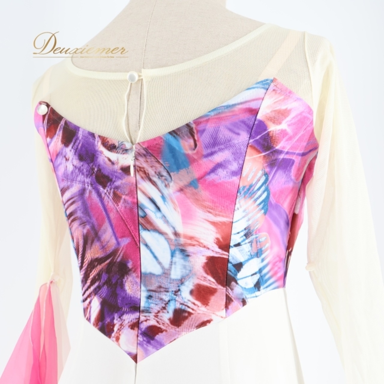 社交ダンス 衣装 ワンピース ドレス スタンダード フロート レース 白 ピンク サンリーヌ Sanline パーティ 発表会 軽い フリル ホワイト系 ピンク系 明るい 色味 女性用 ドレッシー 競技用 ステージ衣装 フェス