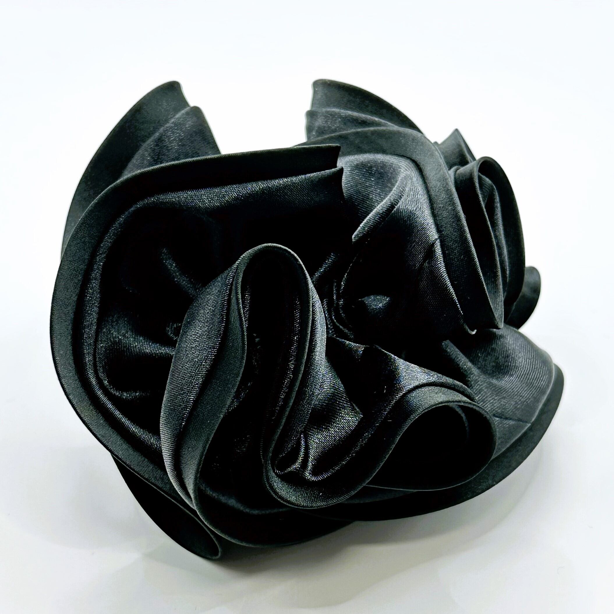 シュシュ】サテン バイカラー（ブラック） | des plumes/デプリューム