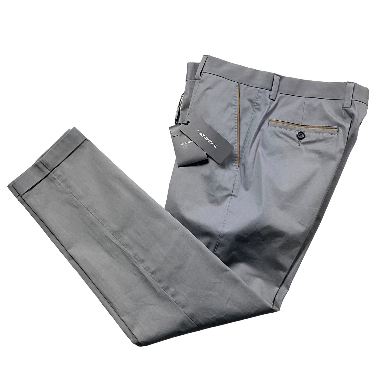 DOLCE&GABBANA brown piping stretch pants