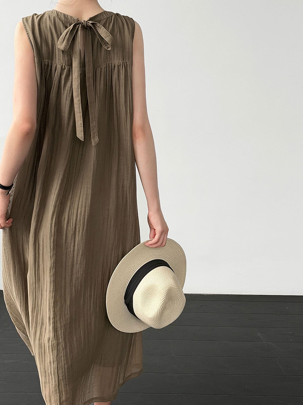 CARAMEL ワンピース リボンネック ギャザーロング丈ワンピース 2col H 260108 | Raglana