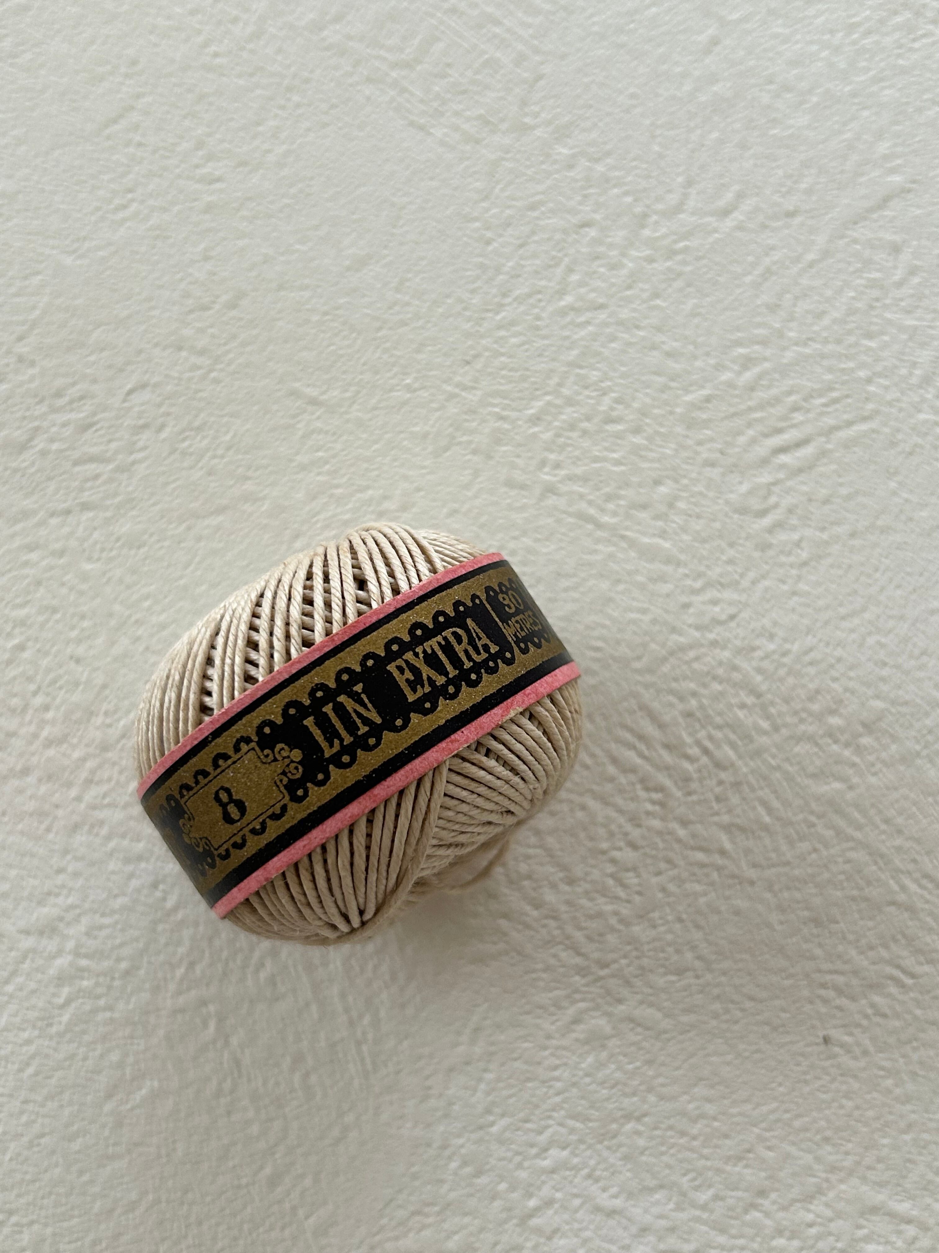 フランスアンティーク FFF社 CORDONNET コルドネ 紐 糸 リネン 90m デッドストック インテリア小物 撮影小物 店舗ディスプレイ