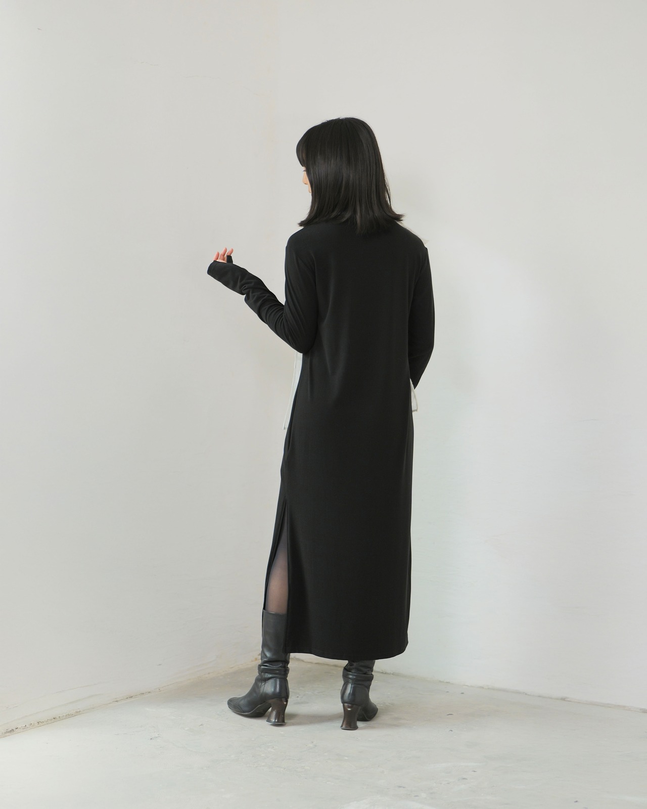 RITSUKO KARITA - Airframe Dress〔rich〕：Ink Black｜フロッキーチュール／着脱シアー／2WAY