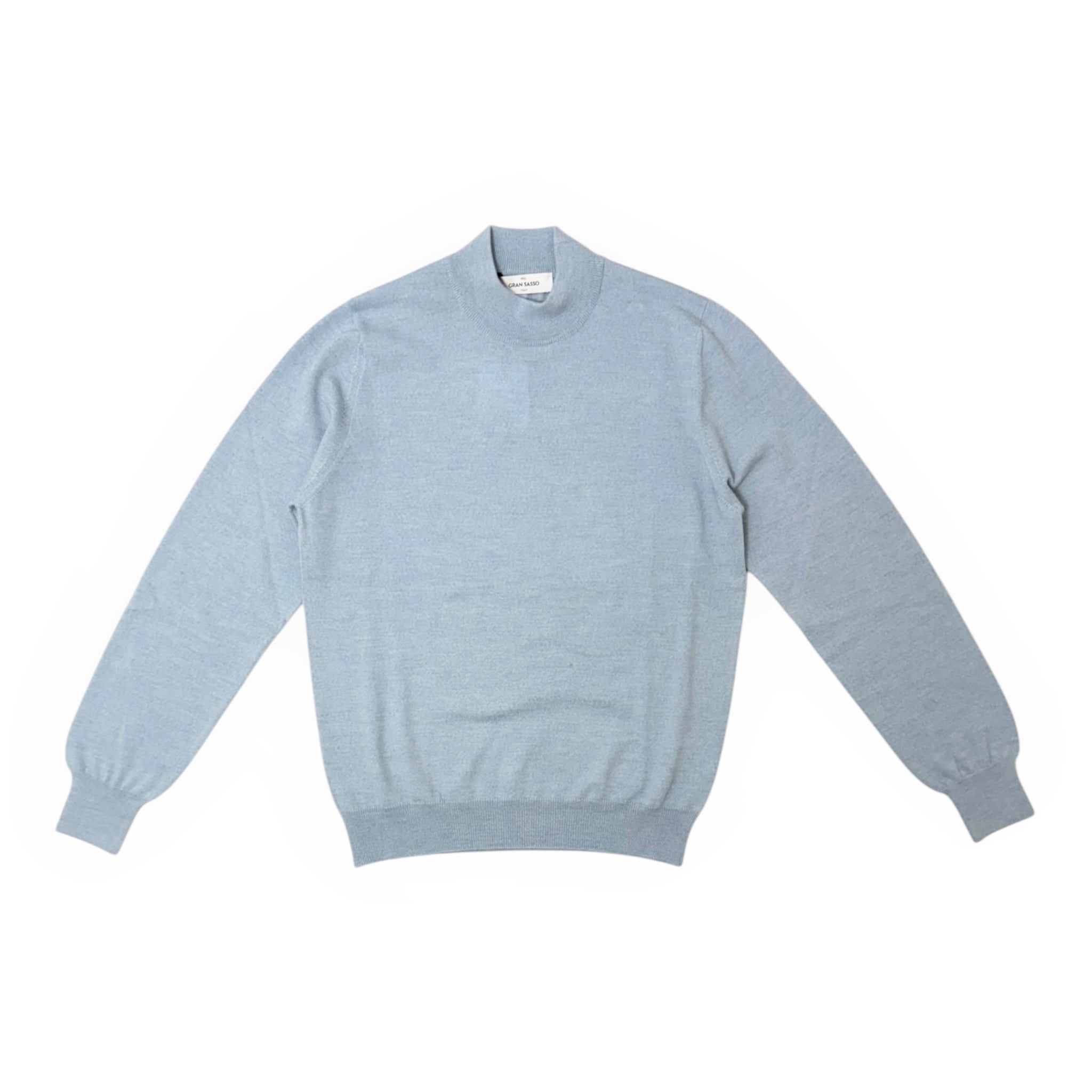 GranSasso(グランサッソ) 12Gauge Merino Wool Mock Neck Knit(55108/14290/525)/MELANGE SAX