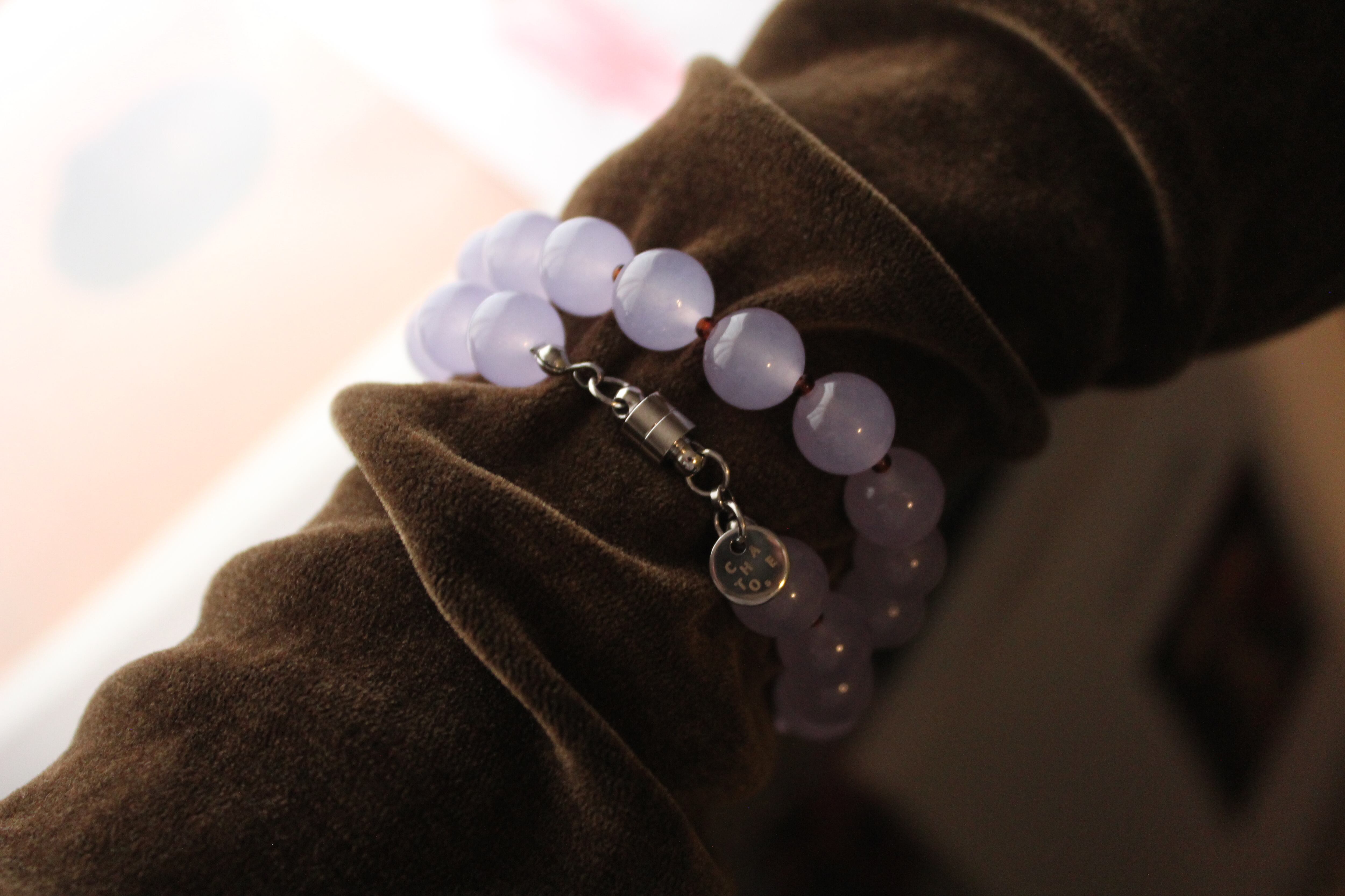 lavender chalcedony & glass bead necklace | CHATOE