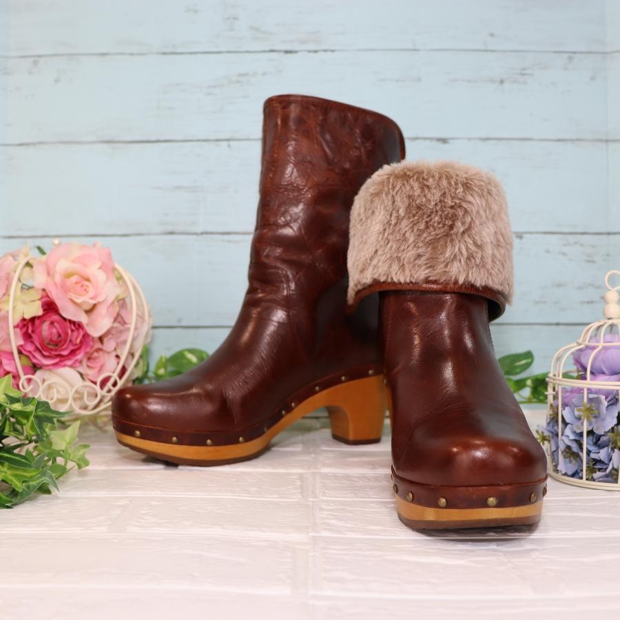 新品】UGG ブラウンファー付きロングブーツ