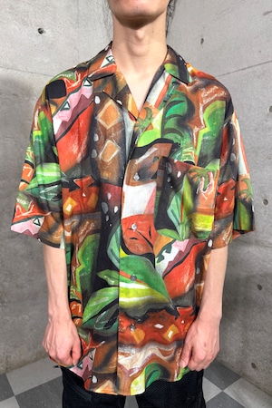 "ITALY" graphic open collar shirt