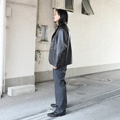 レザージャケット、グーチレーヨンストライプロングスリーブシャツデッドストック