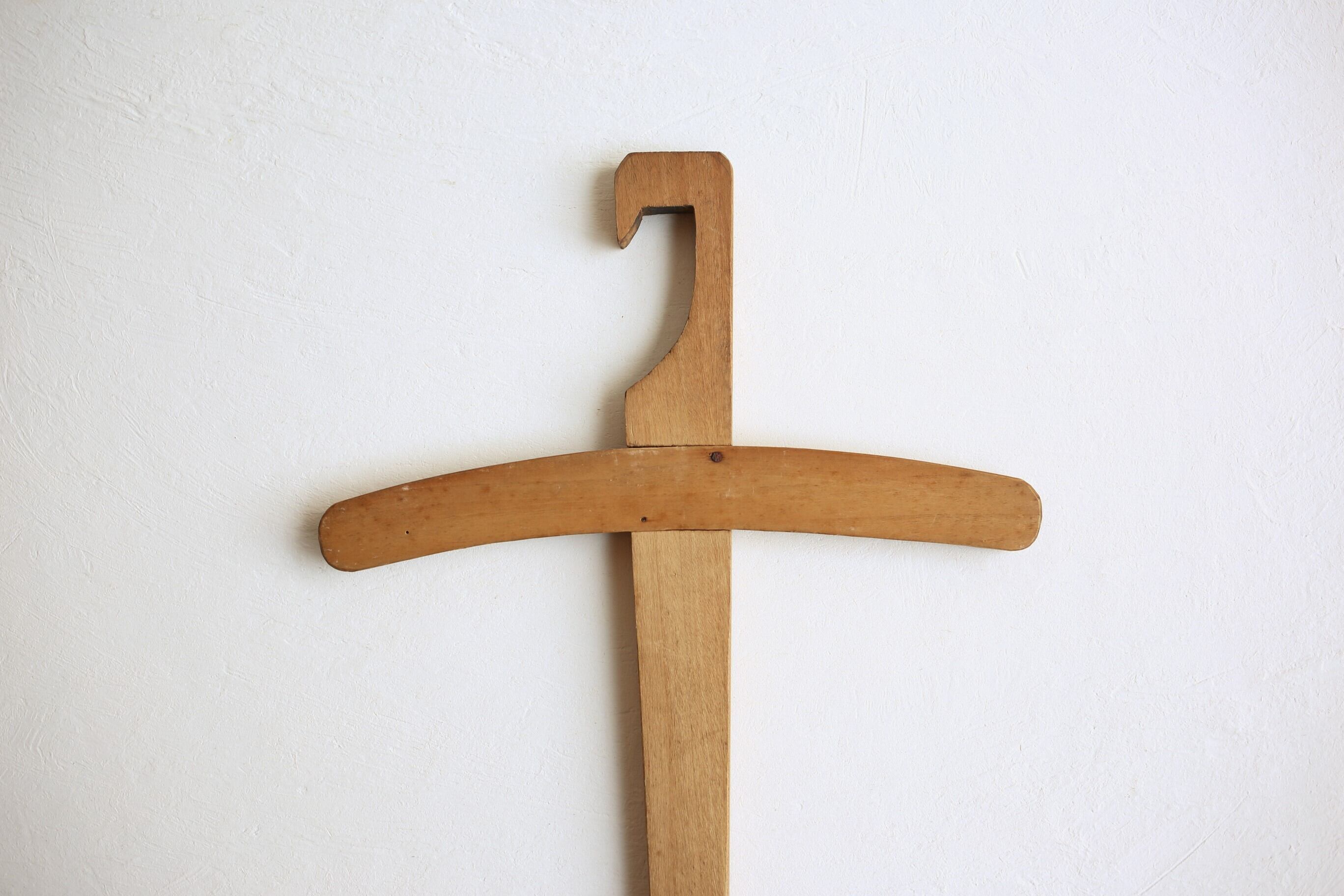 フランス アンティーク ヴィンテージ 木製 十字ハンガー 65cm N-03453b