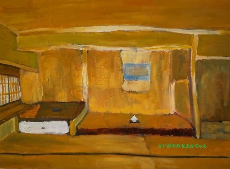 46×53㎝「田植え前の水田」F10・油彩画・原画 | かいがのみせ