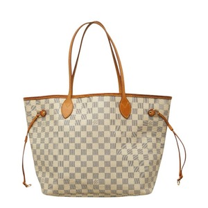 ルイ ヴィトン ダミエ アズール ネヴァーフル MM トートバッグ N51107 ホワイト PVC レザー レディース LOUIS VUITTON 【中古】