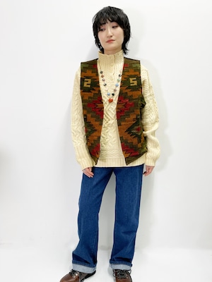 Vintage Peruvian Native Pattern Wool Vest