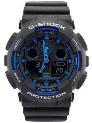 CASIO カシオ G-SHOCK Gショック アナデジ 耐磁 GA-100-1A2 ブルー×ブラック 腕時計 メンズ