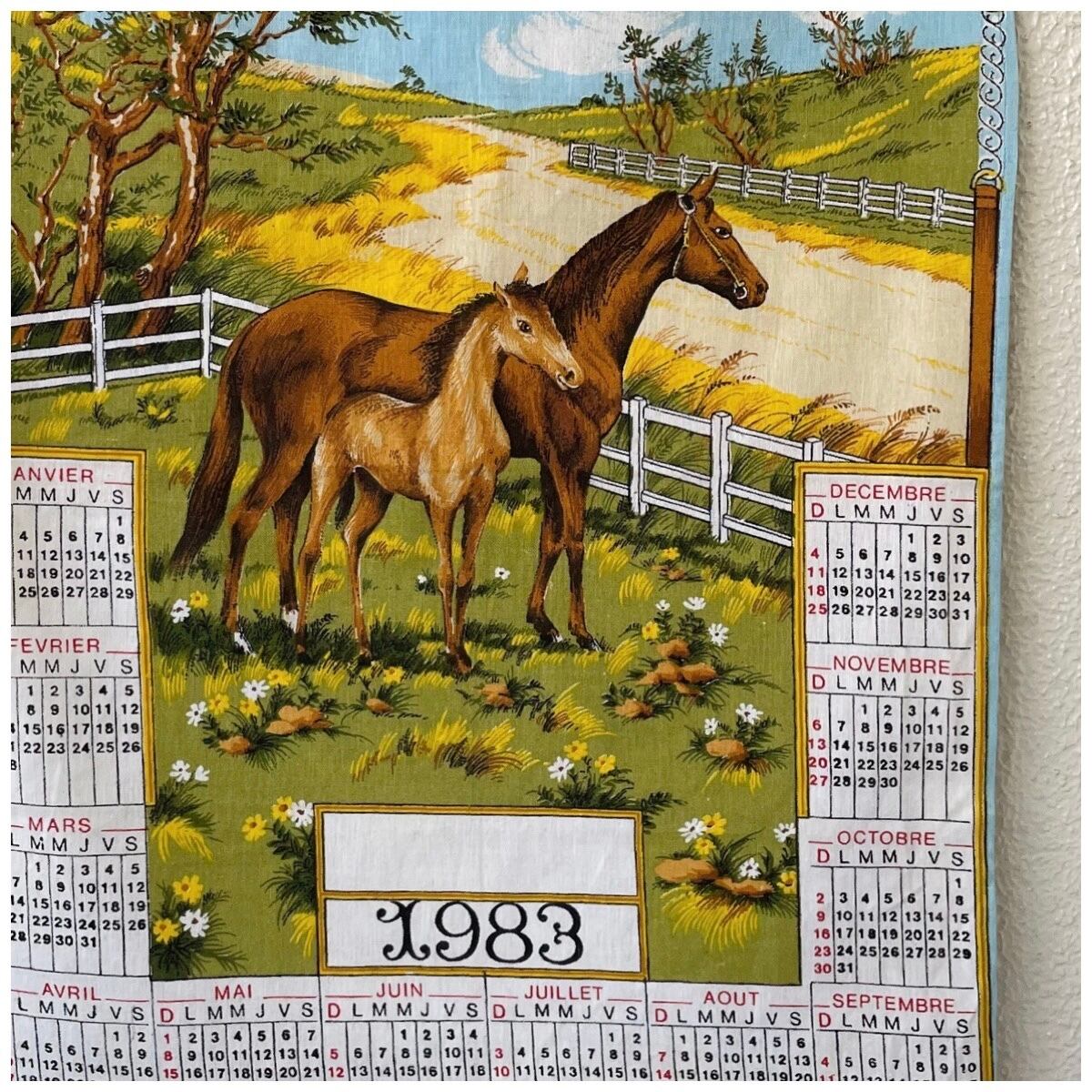 フランス買付 ヴィンテージ ファブリックカレンダー クロス