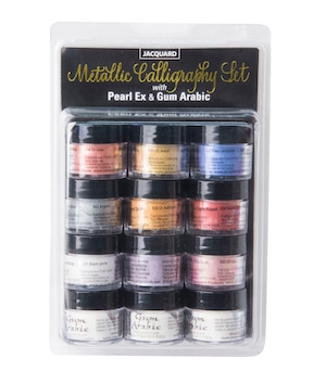 Jacquard Pearl Ex Metallic Calligraphy Set With Gum Arabic