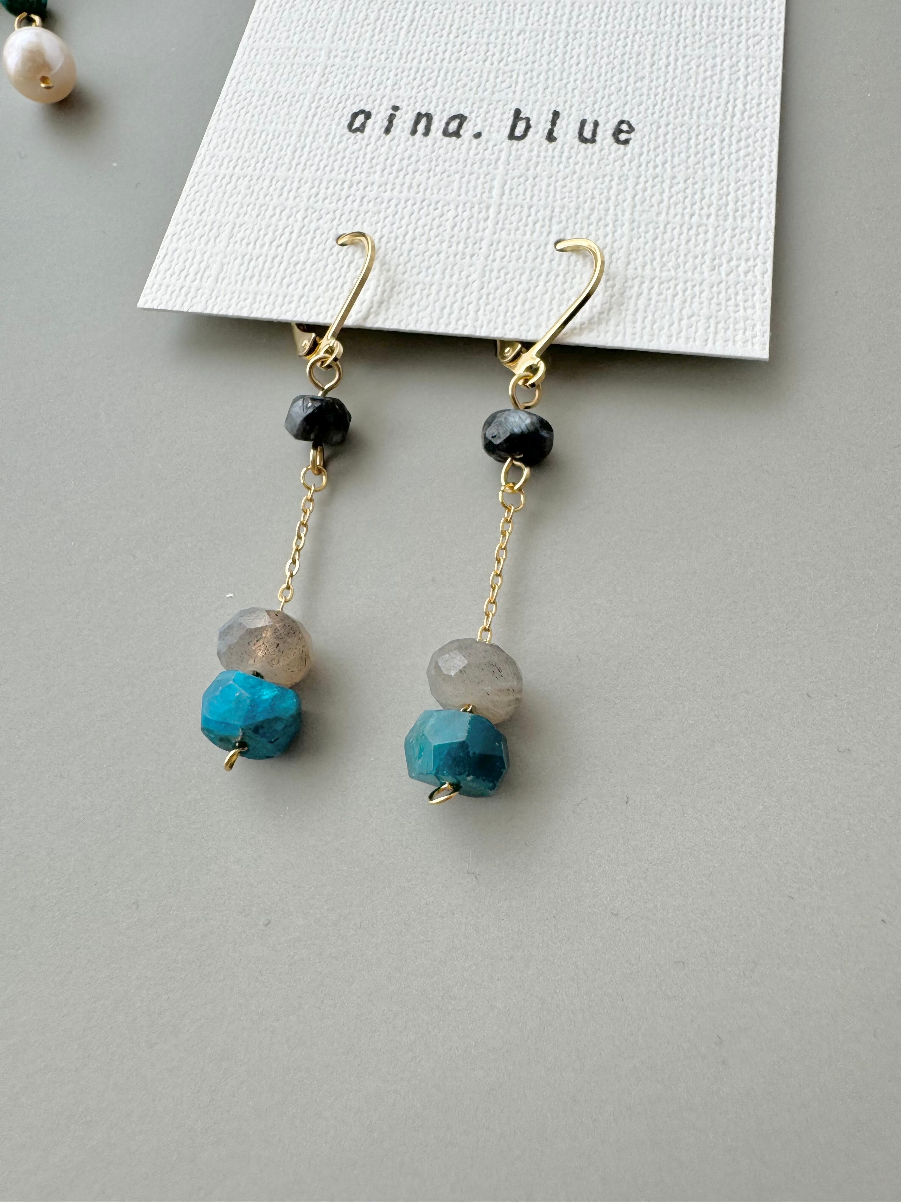 ブルーシラーラブラドライトのピアス ラブラドライトのピアス（K14GF）✨ブルーのシラー*が神秘的✨ | iichi