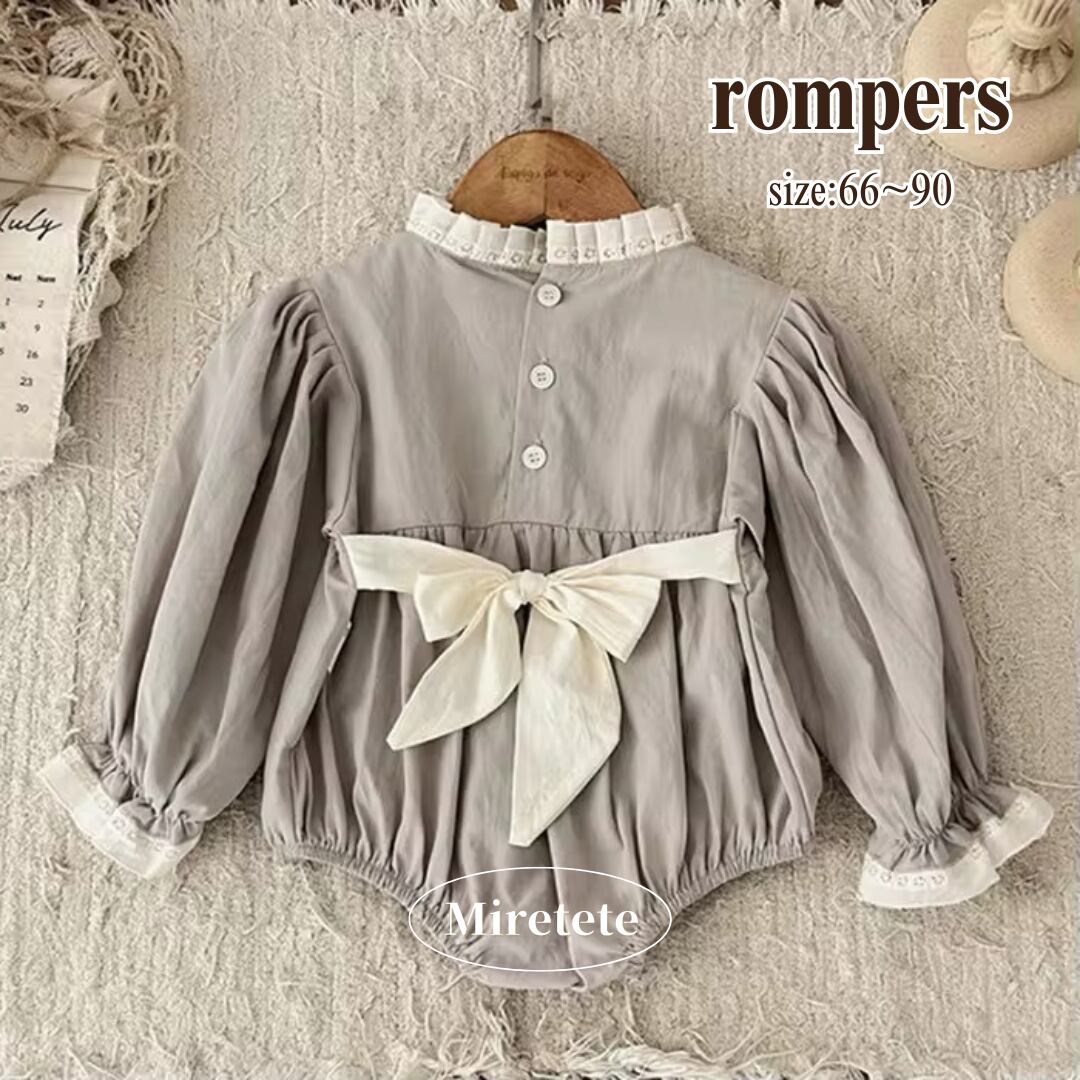 【取寄】フリルとバックリボンに惹かれるシンプル風ロンパース