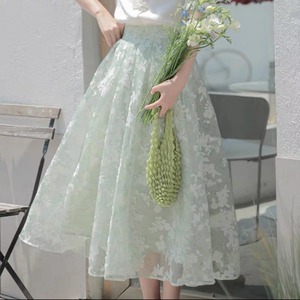 【S-L】シースルーミントスカート