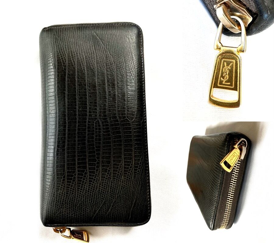 SAINT LAURENT PARIS サンローラン YSL リザードレザー エンボス