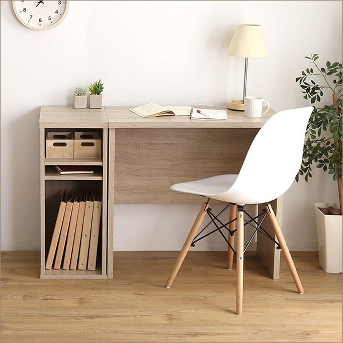 シンプルデスク60cm幅+サイドラック30cm幅セット 子どもから大人まで使える