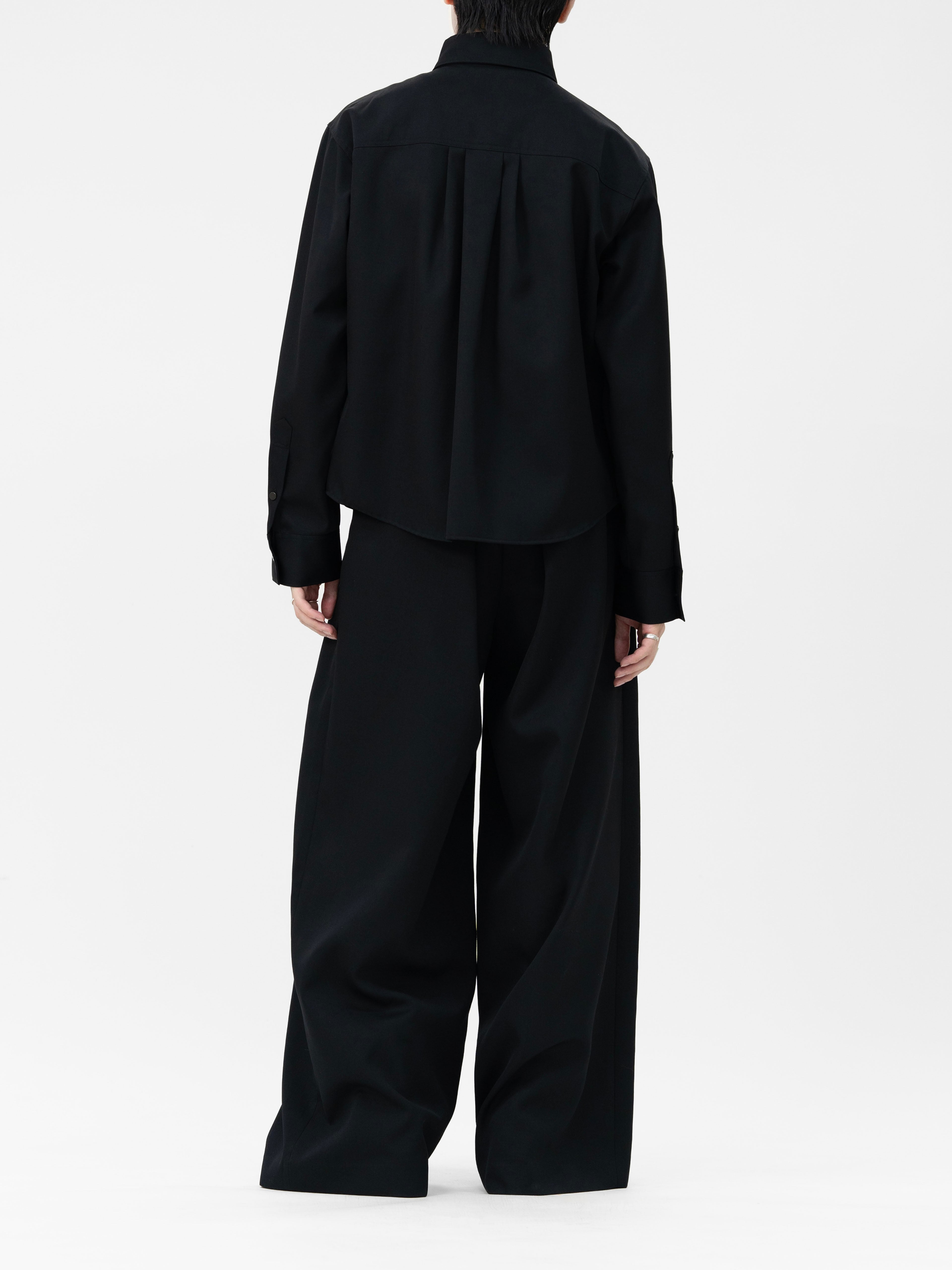 HEAVY WOOL GABARDINE SHORT SHIRT JACKET【BLACK】 | lapiis