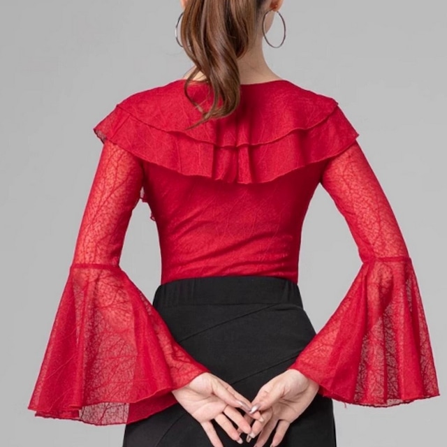 フリルレース・ベルスリーブダンストップス ds0917