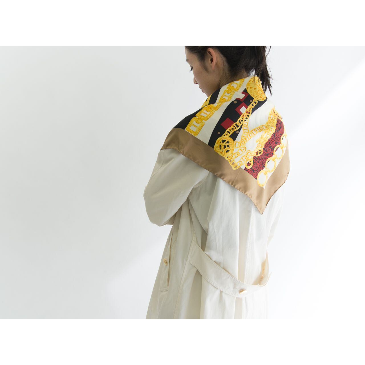 【CELINE】Made in Italy chain print silk scarf(セリーヌ イタリア製チェーンプリントシルクスカーフ)2c