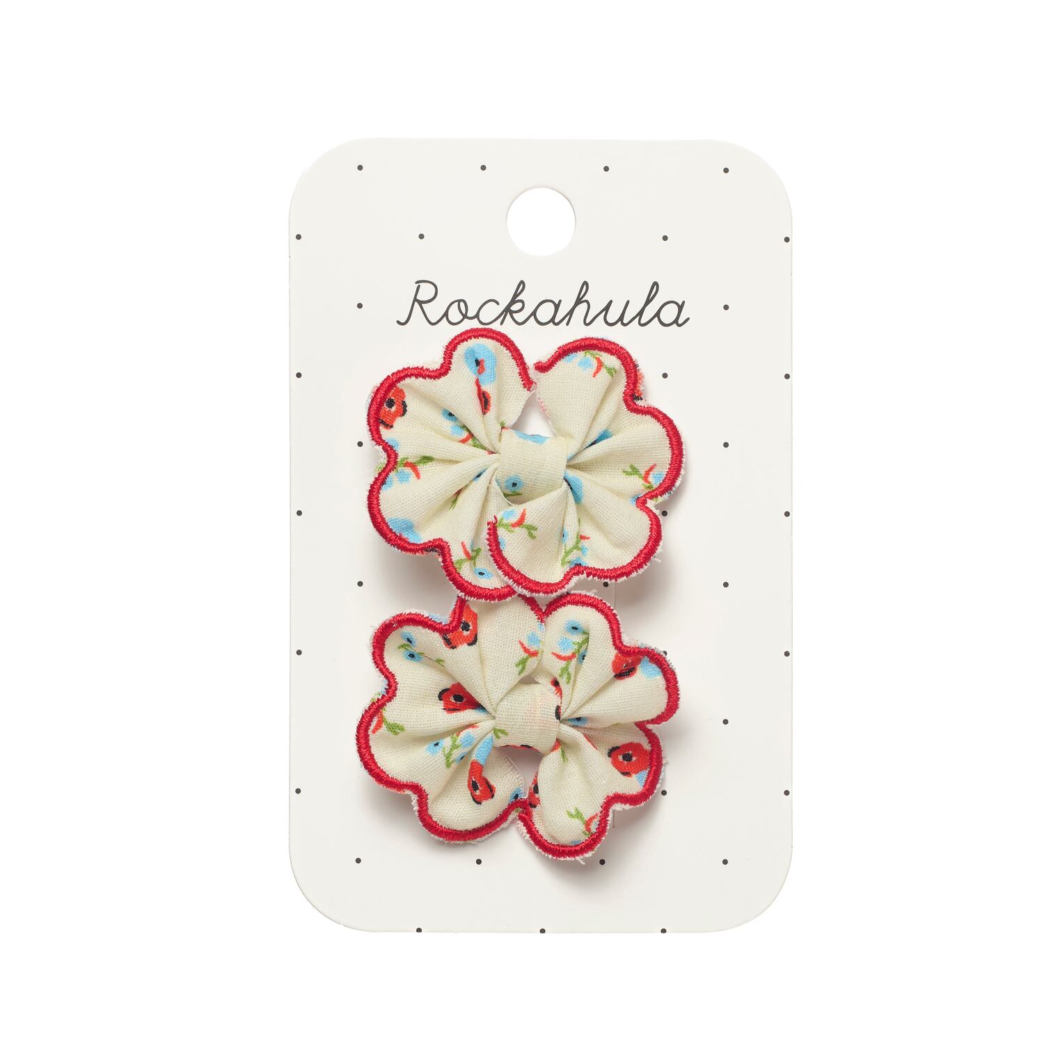 H2656R:Martha Ditsy Scallop Bow Clips-RED