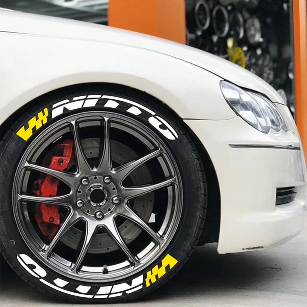 R出品 タイヤ ステッカー レタリング付き ロゴ付き 防水性 車 ユニバーサル
