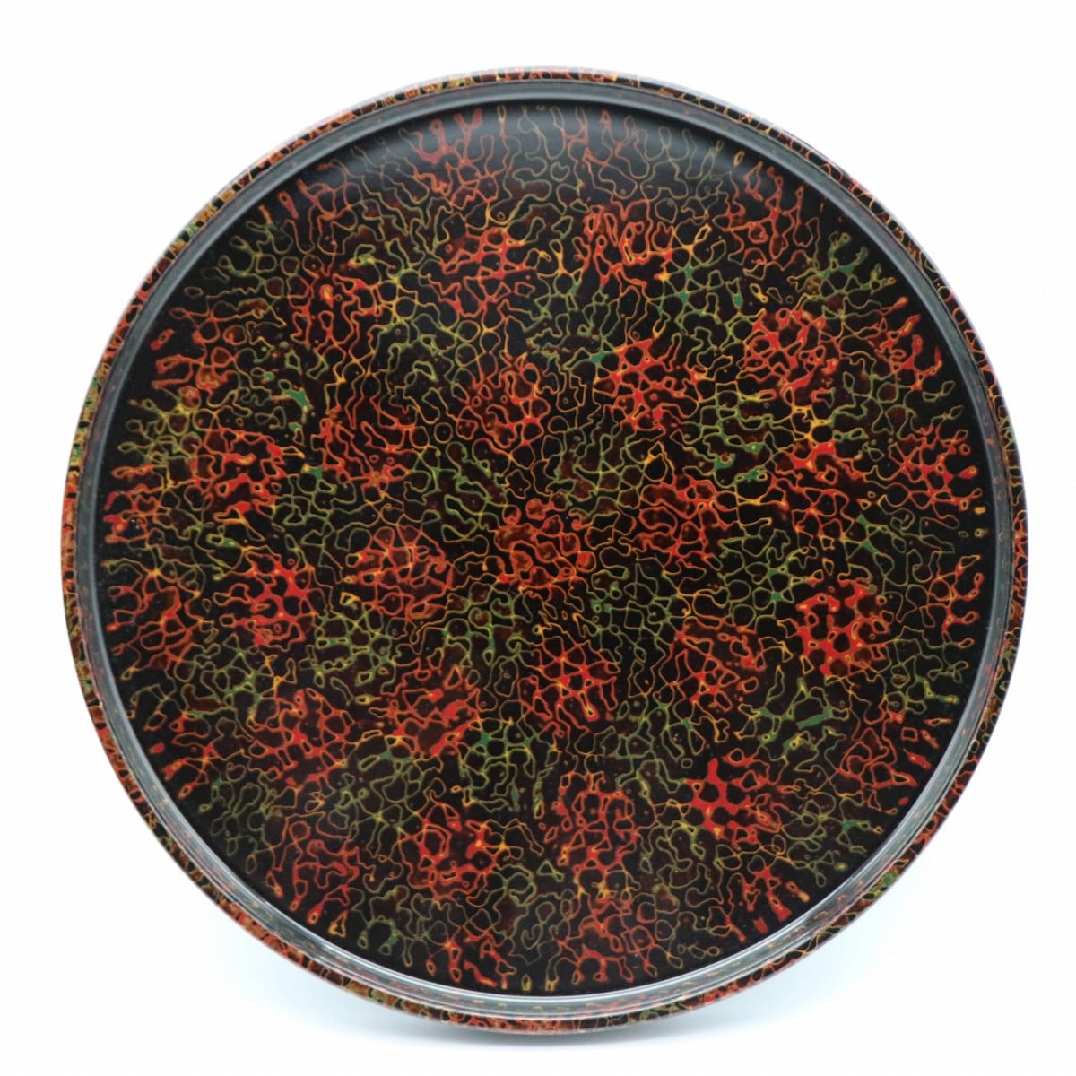 津軽塗（唐塗）バカ塗り・むらた工芸・漆器お盆・丸盆・No