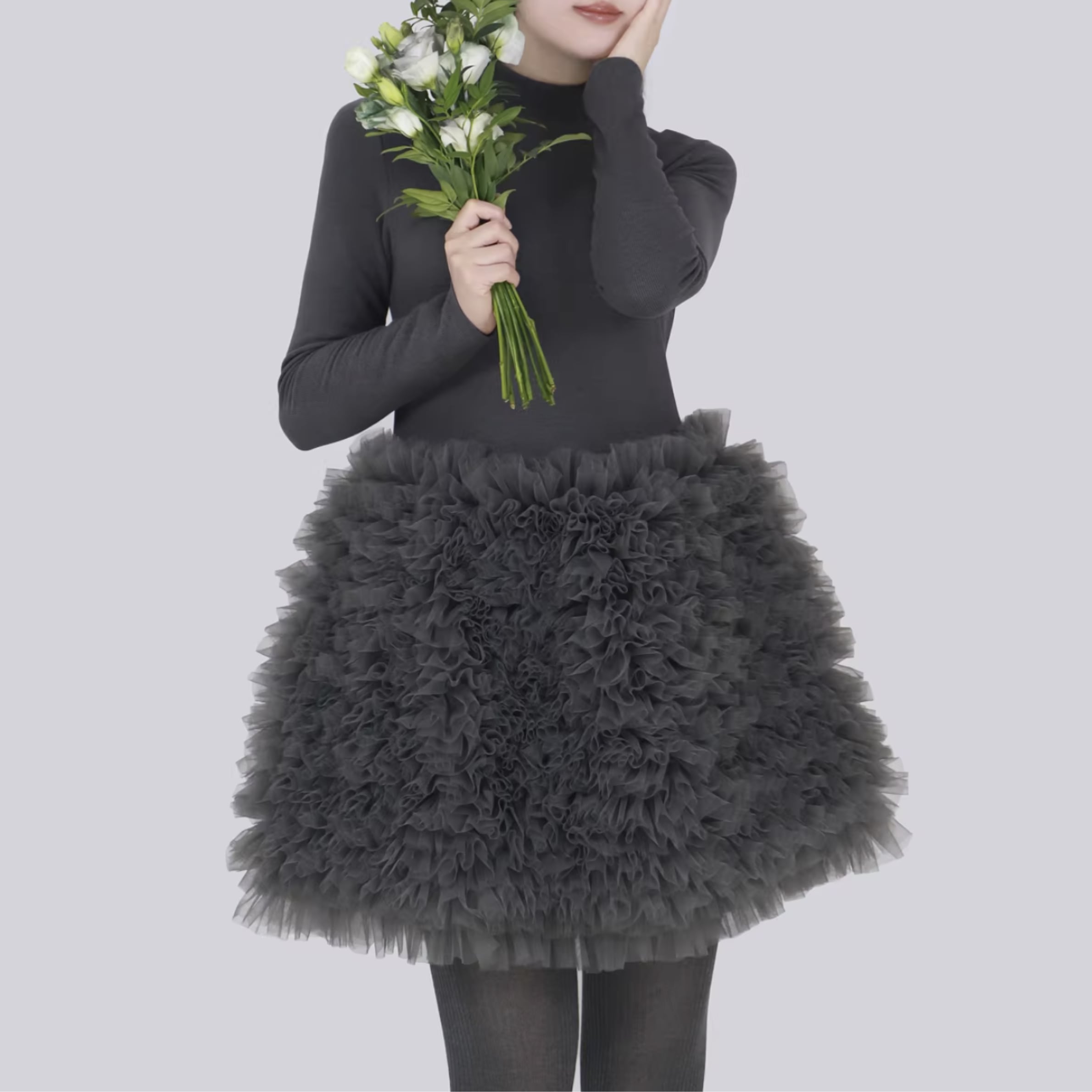 チュール 切替ワンピース r001286