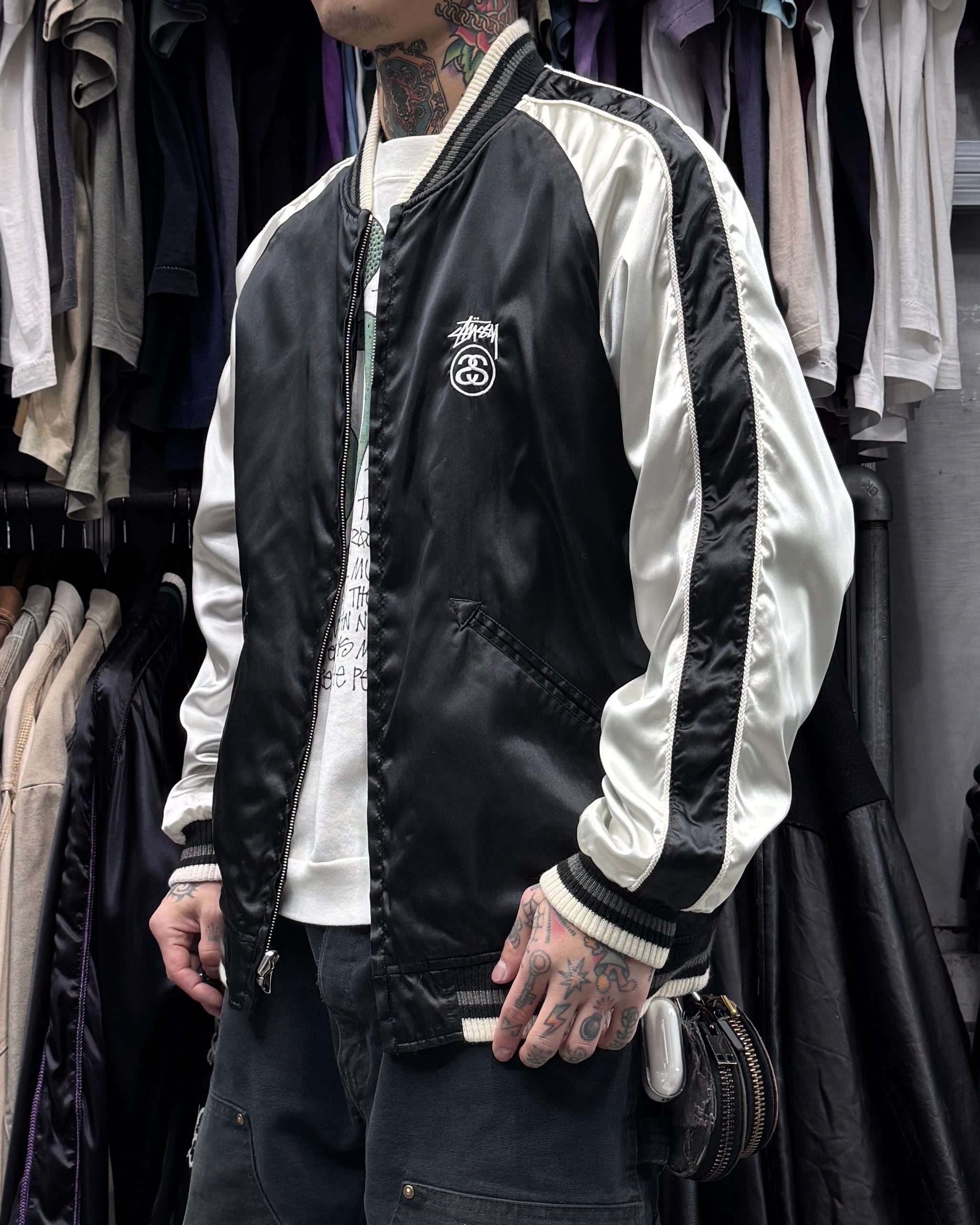 old stussy skull reversible jacket スカジャン Special!!】00's old stussy Souvenir Jacket “スカジャン” “Skull