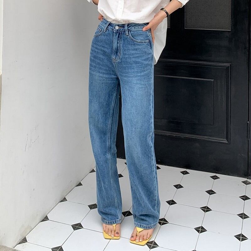 washed high waist jeans