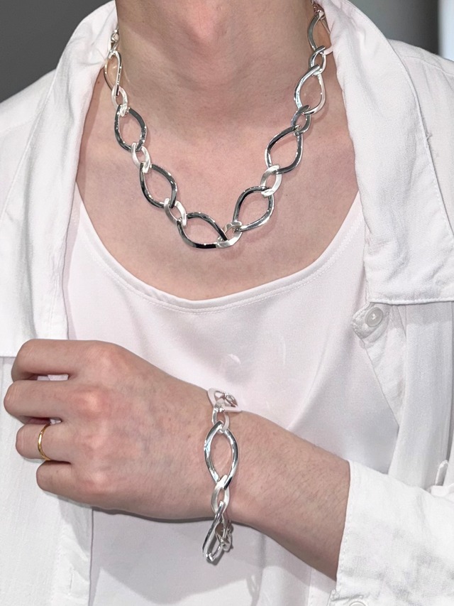 [2PIECE] volume chain necklace & bracelet / silver