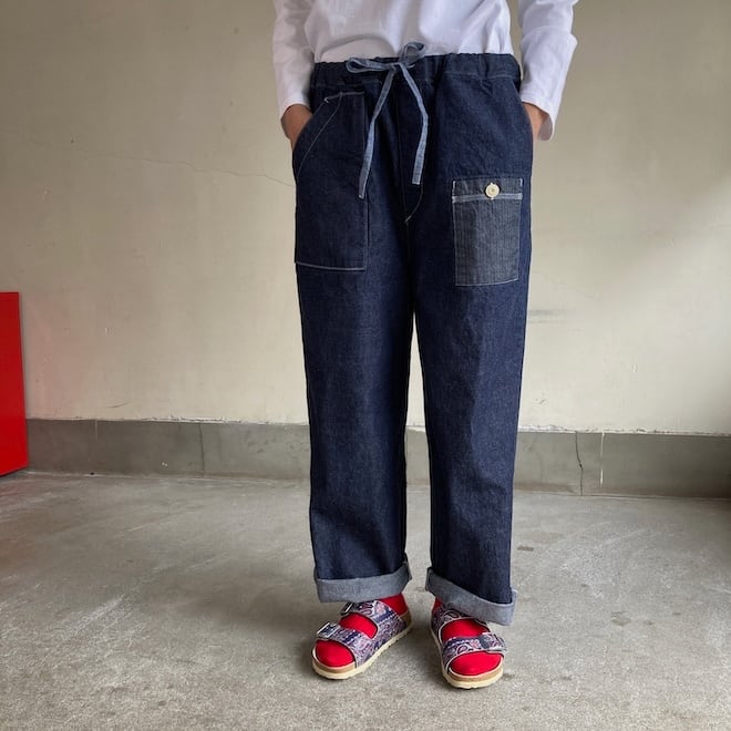 快晴堂 レディース メンズ パンツ ステッチ沢山パンツ HAYATE デュアル