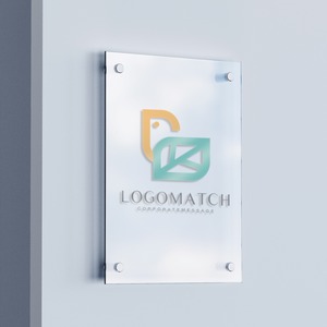 穏やかな小鳥と葉のロゴ